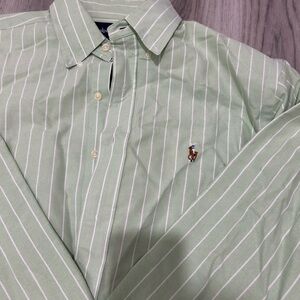Ralph Lauren Men's Green Striped Shirt